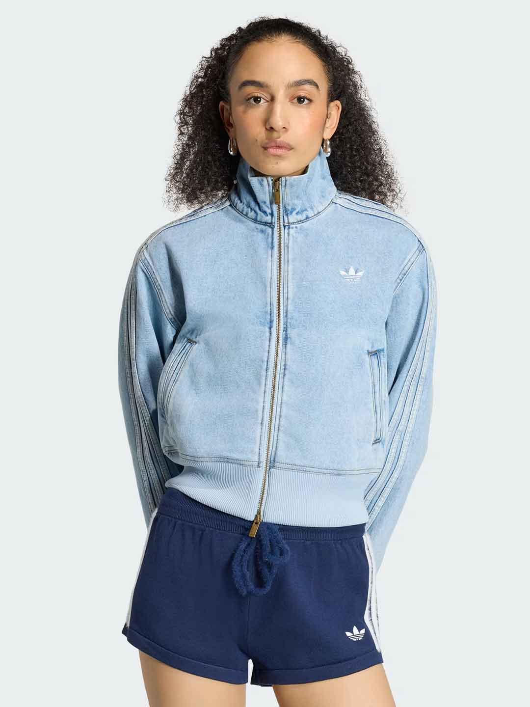 Adidas Firebird felpa in jeans con bande bianche KQ6492 JEANS ADIDAS 