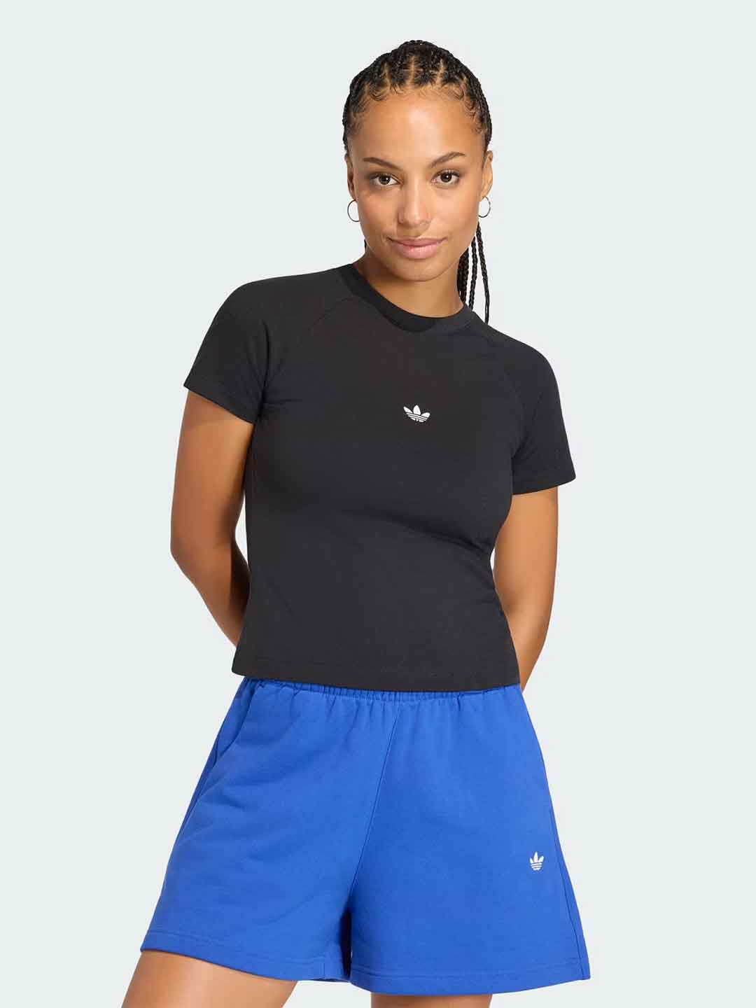 Adidas Essentials t-shirt nero con logo bianco KQ6700 NERO ADIDAS 