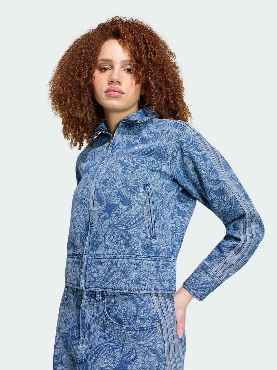 Adidas Firebird felpa in jeans fantasia bandana KR6674 JEANS ADIDAS 