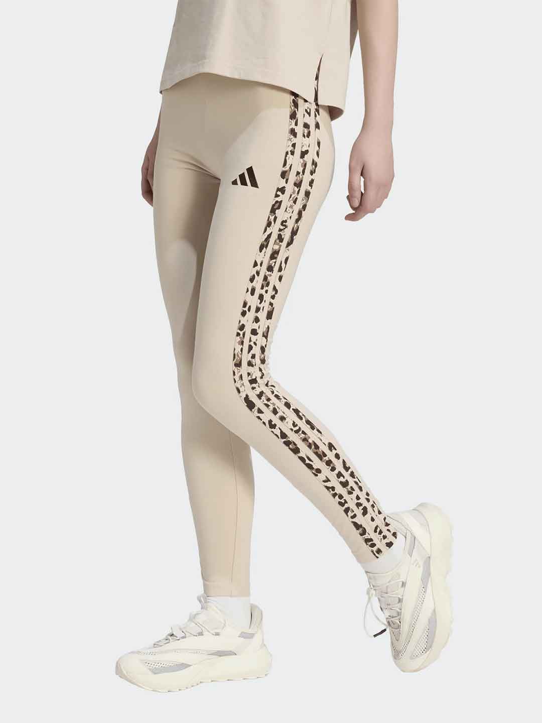 Adidas Essential leggings beige con bande maculate KR7619 BEIGE ADIDAS 