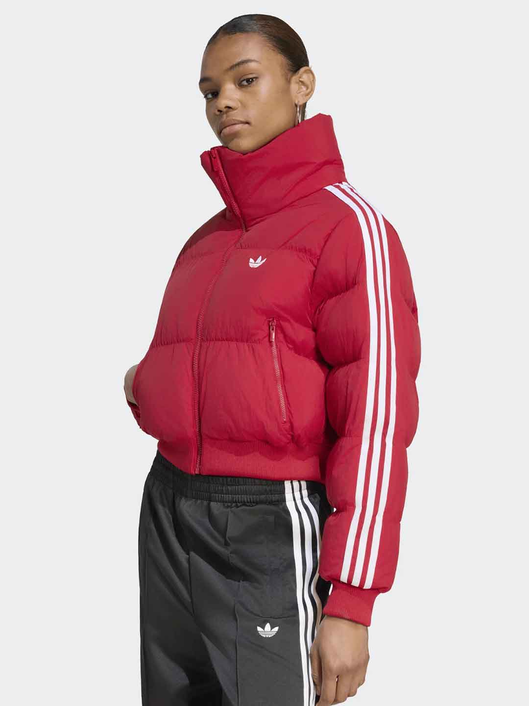 Adidas Adicolor Puffer giubbino rosso con bande bianche KR9551 ROSSO ADIDAS 
