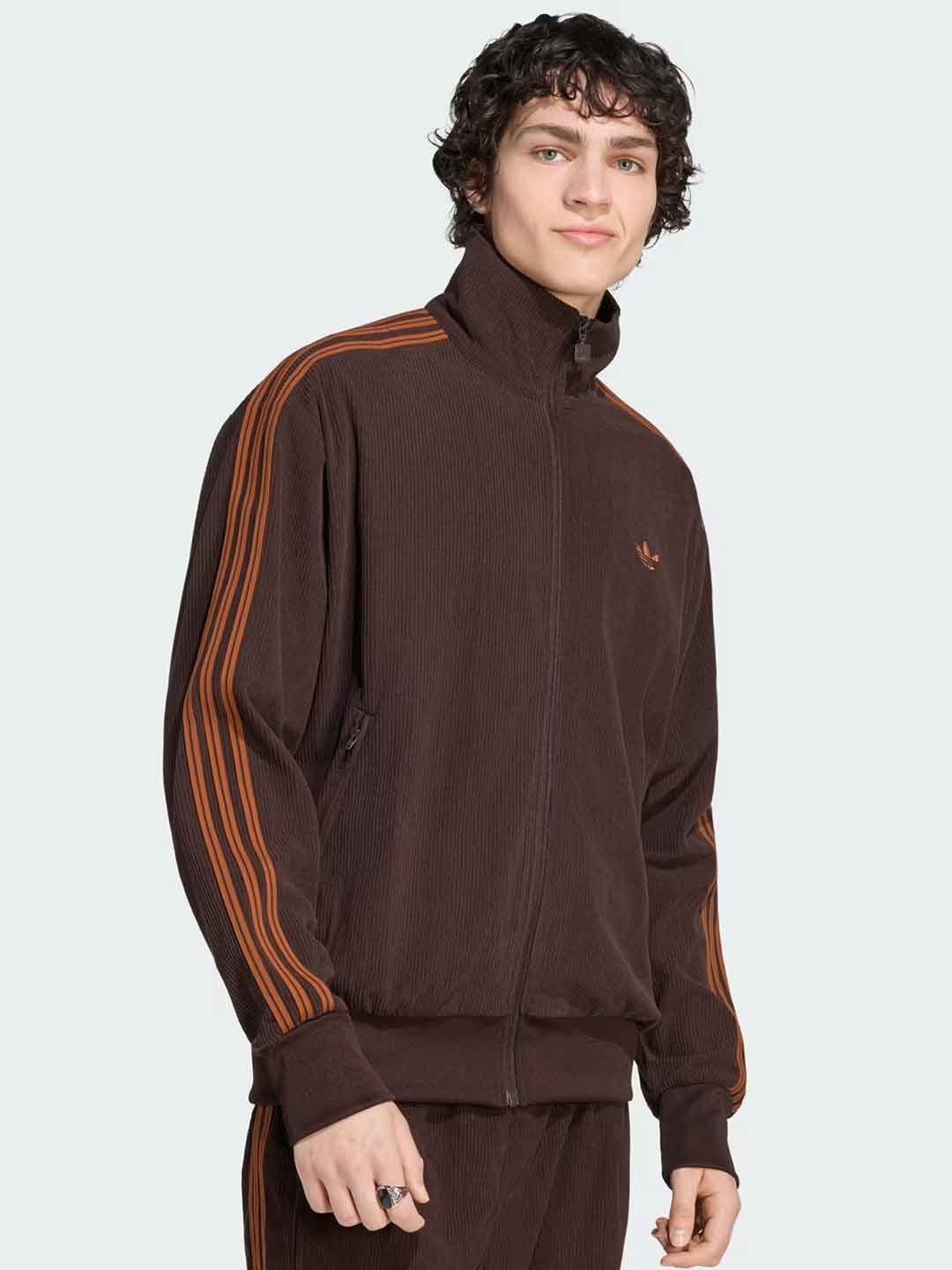 Adidas Firebird felpa marrone in velluto a coste KR9713 MARRONE ADIDAS 