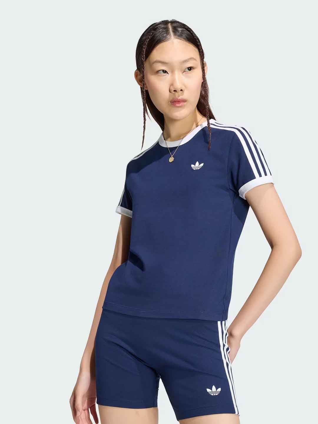 Adidas t-shirt blu con bande bianche KS4777 BLU ADIDAS 