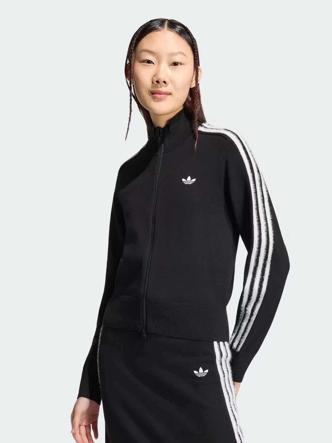 Adidas Firebird felpa nero con bande bianche in pelliccia KS7366 NERO ADIDAS 