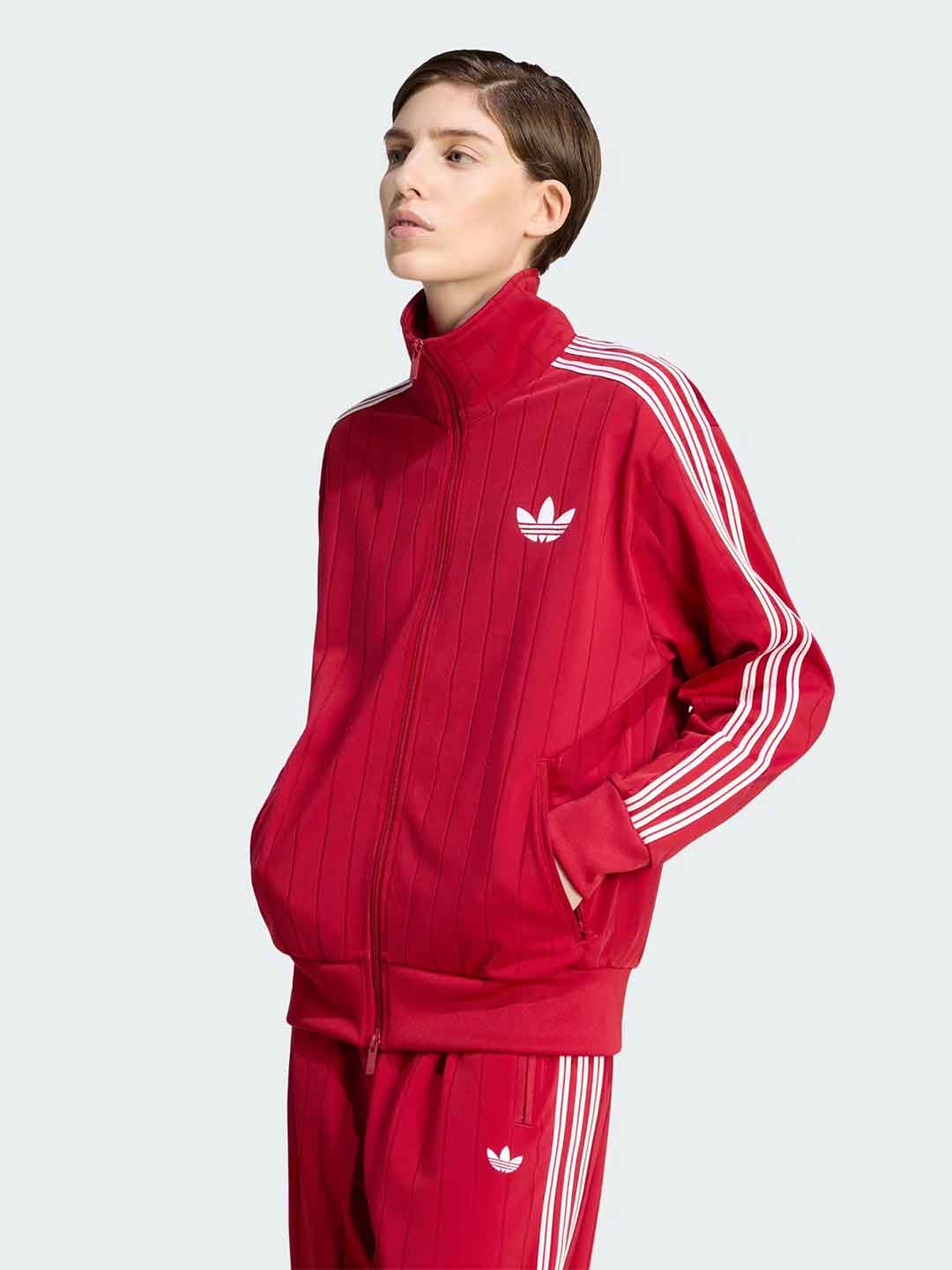 Adidas Pinstripe Firebird felpa rosso con bande bianche KS9984 ROSSO ADIDAS 
