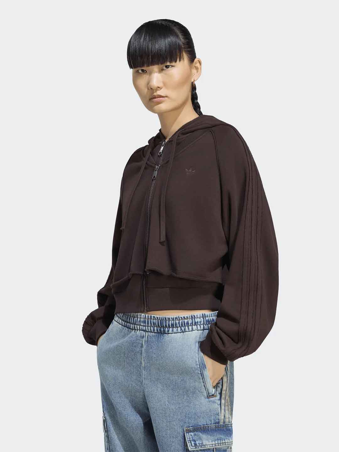 Adidas felpa marrone con doppia zip e taglio vivo KT1922 MARRONE ADIDAS 