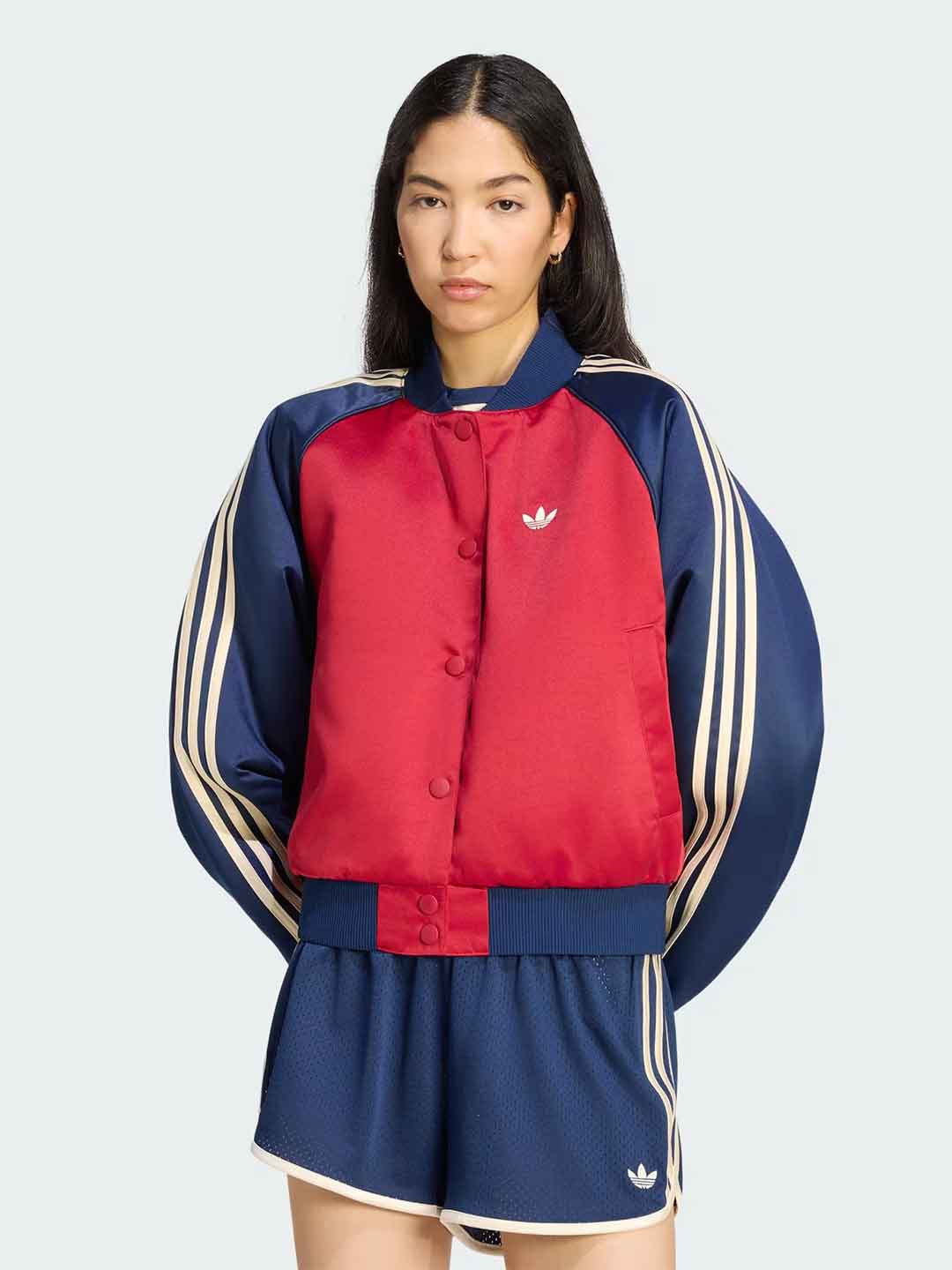 Adidas Satin SST Bomber giubbino rosso con bande panna KT2646 ROSSO ADIDAS 
