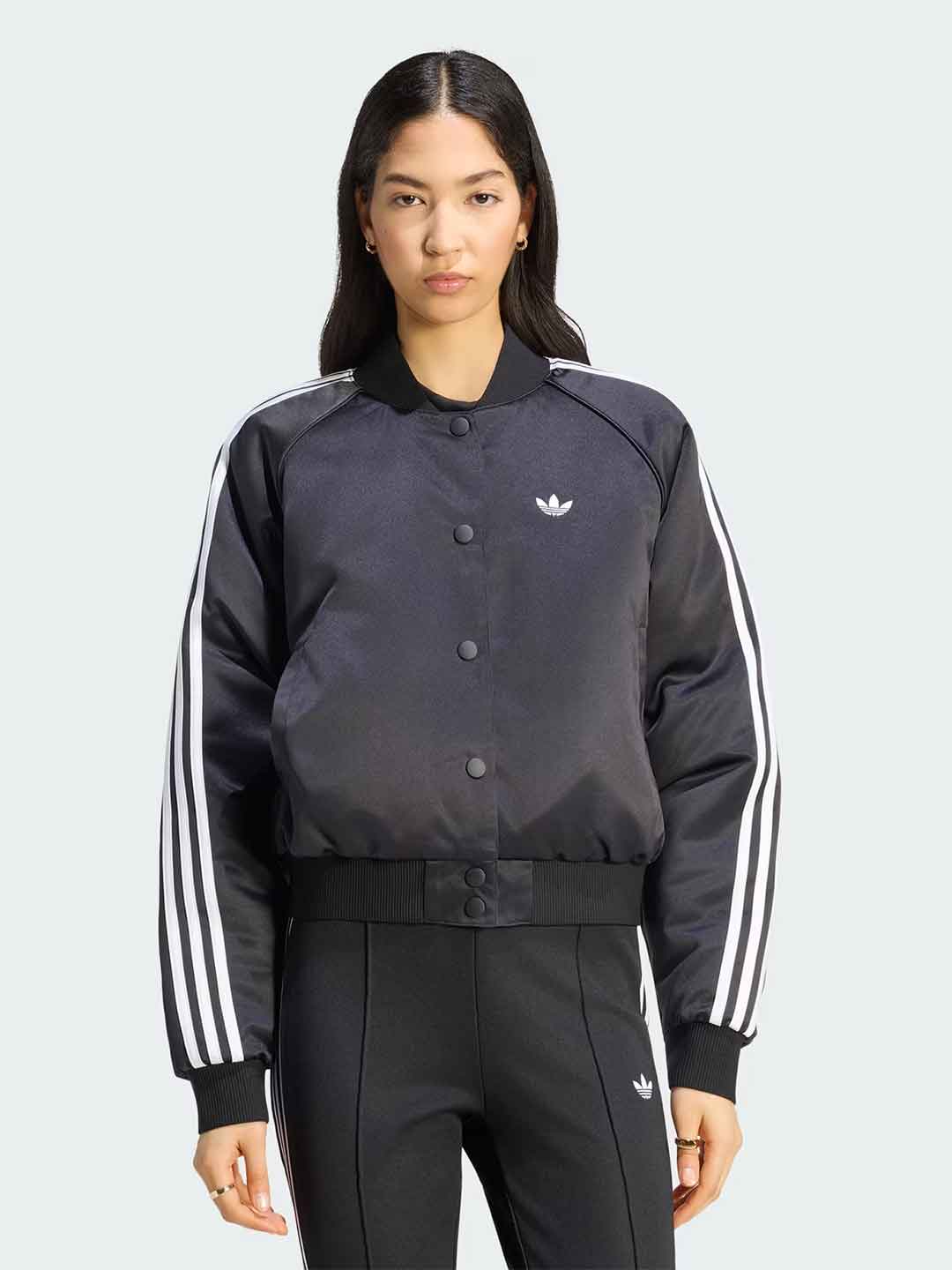 Adidas Satin SST Bomber giubbino nero con bande bianche KT2648 NERO ADIDAS 