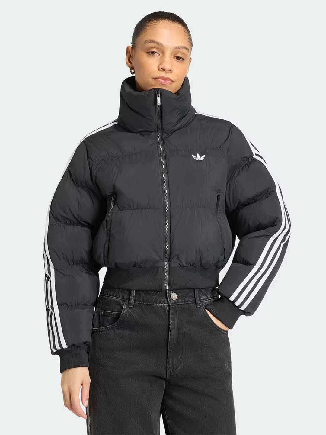 Adidas Adicolor Puffer giubbino nero con bande bianche KT4231 NERO ADIDAS 