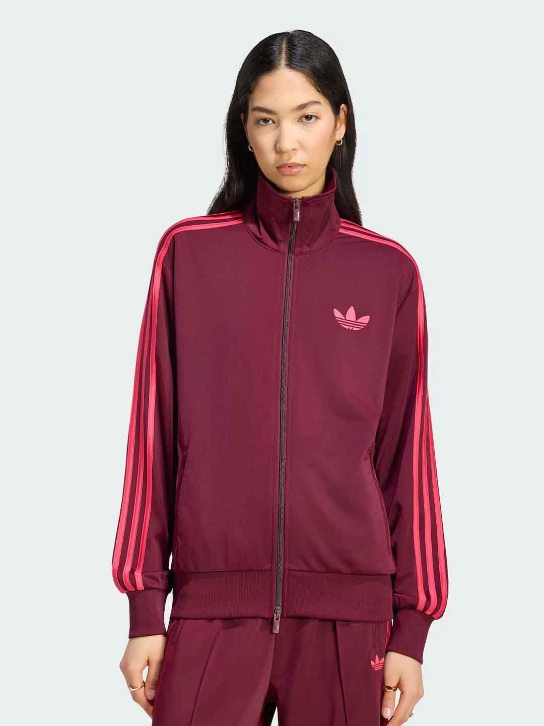 Adidas Firebird felpa bordeaux con bande fucsia KW0226 BORDEAUX ADIDAS 