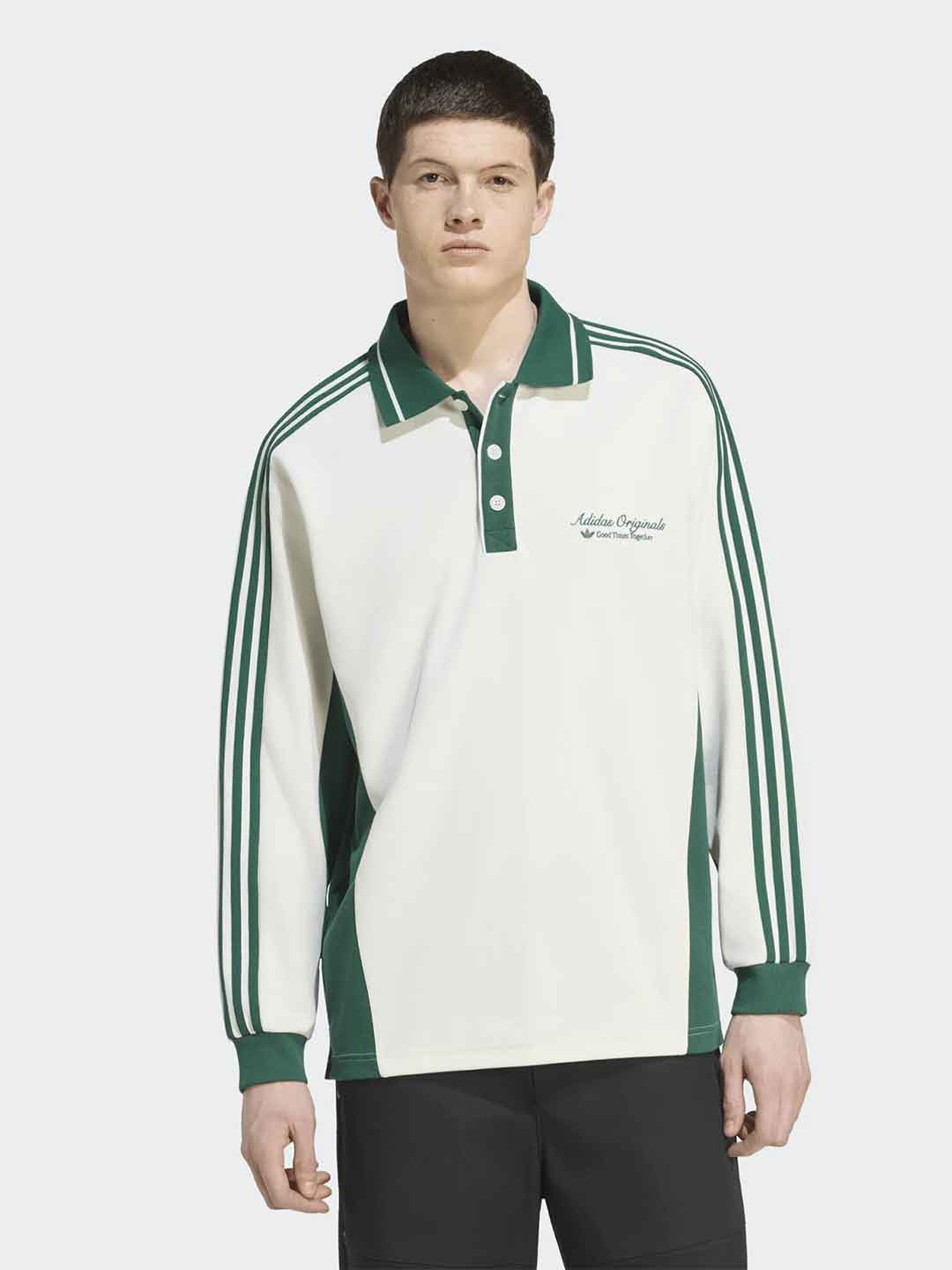 Adidas Polo LS M polo bianco e verde KW5688 BIANCO ADIDAS 
