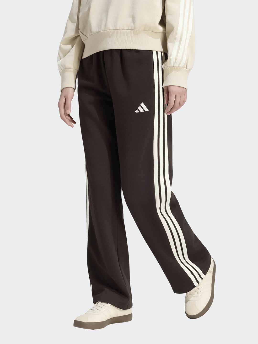 Adidas Essentials pantalone marrone con bande panna con fondo ampio KX0790 MARRONE ADIDAS 