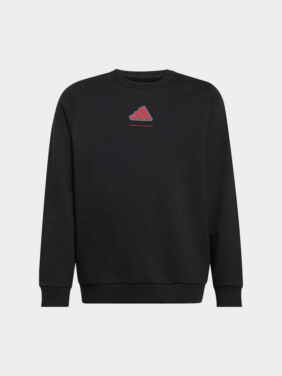Adidas Seasonals felpa kids nero con logo rosso gommato 7-16 anni KX6156 NERO ADIDAS 