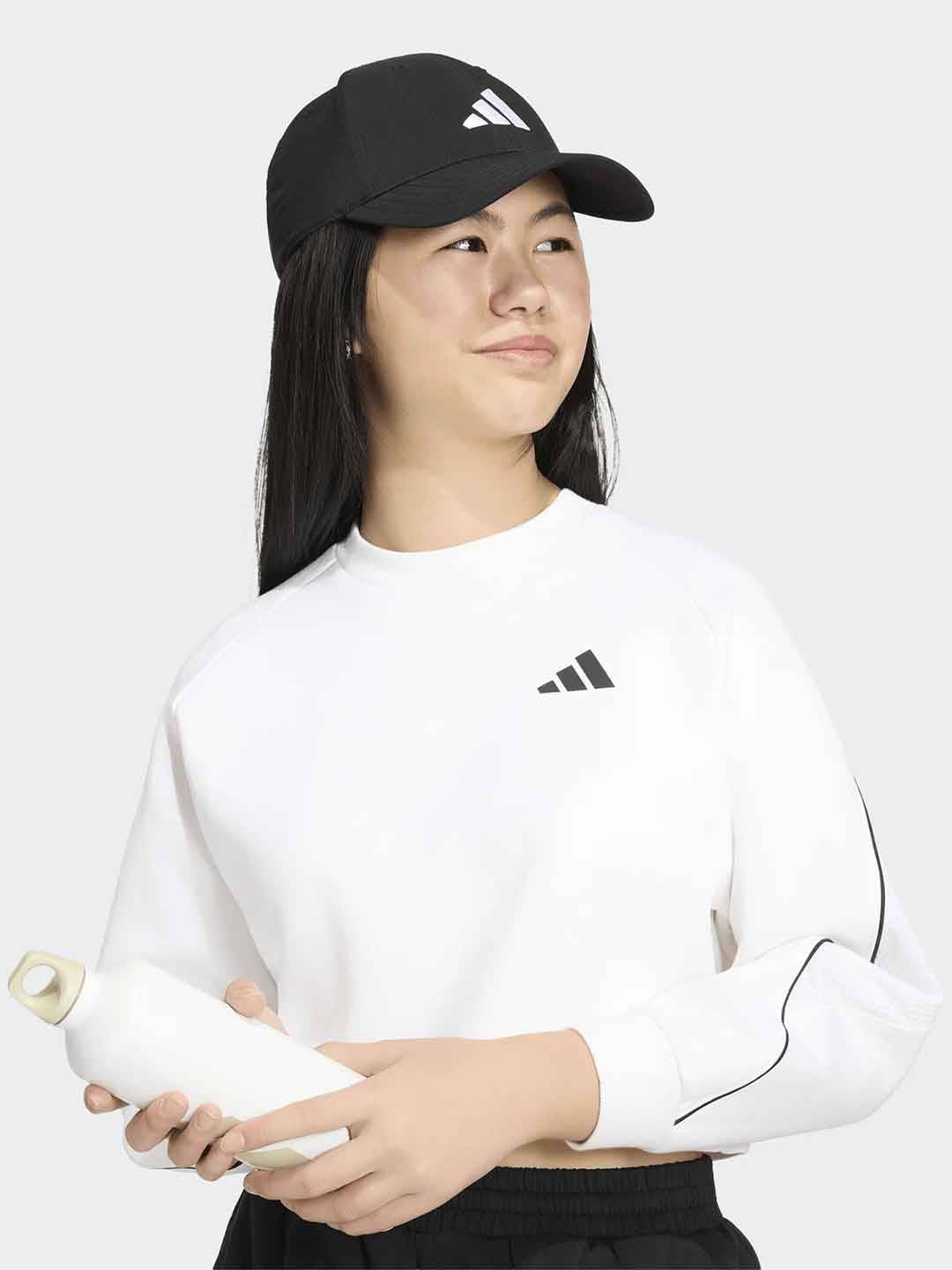 Adidas felpa kids bianco crop KY7990 BIANCO ADIDAS 