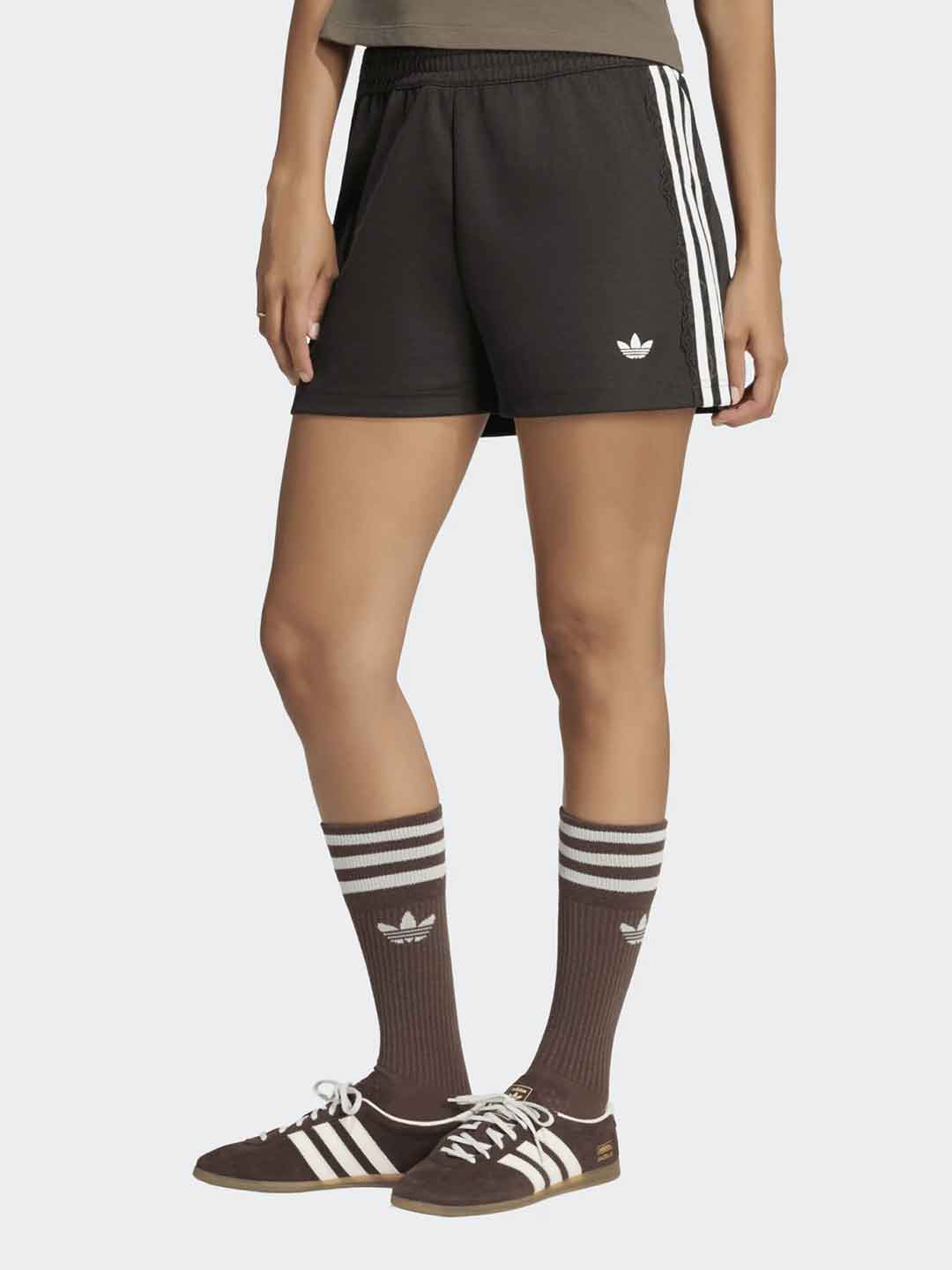 Adidas shorts marrone con bande bianche e merletto LG4266 MARRONE ADIDAS 