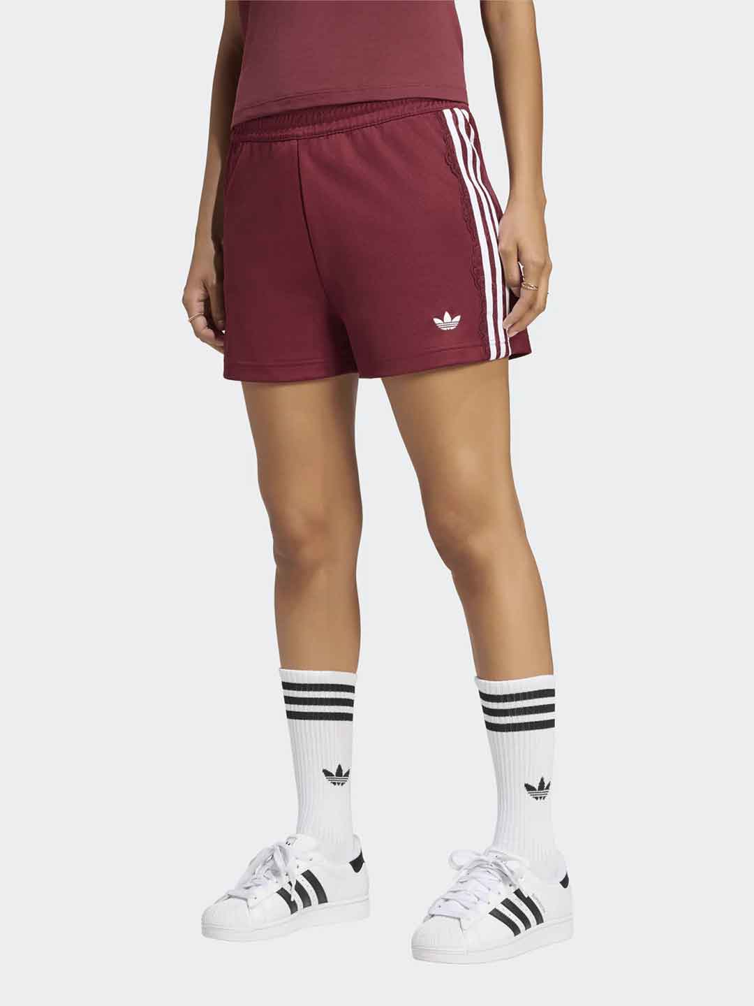 Adidas shorts bordeaux con bande bianche e merletto LG4268 BORDEAUX ADIDAS 