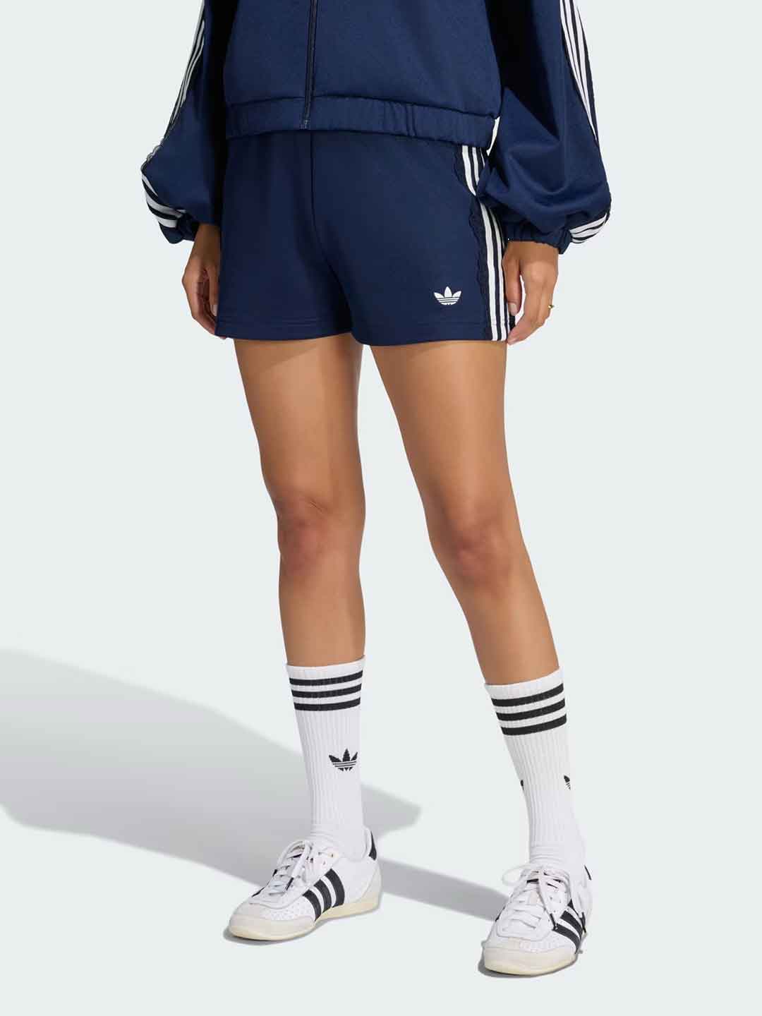 Adidas shorts blu con bande bianche e merletto LG4269 BLU ADIDAS 