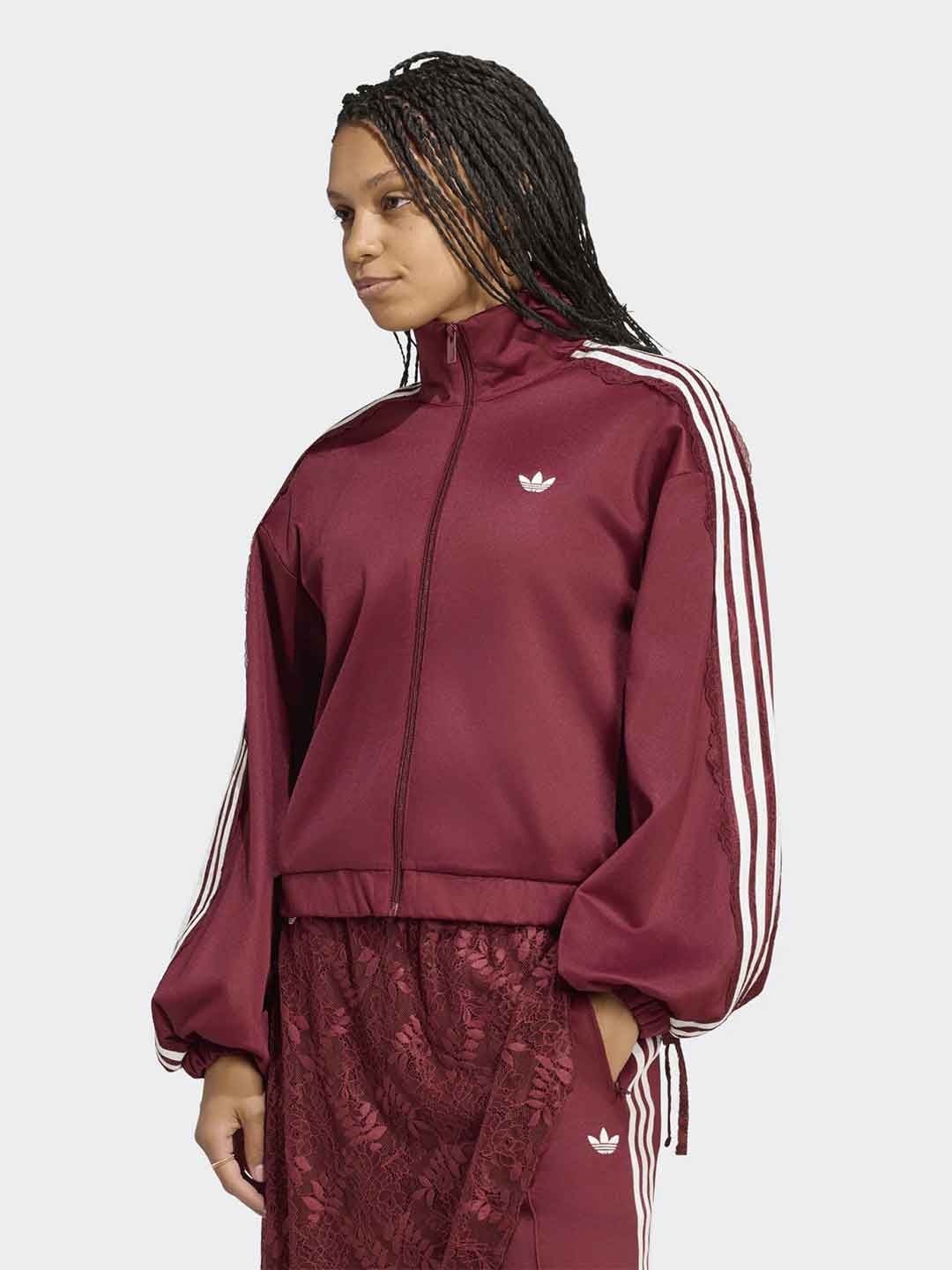Adidas felpa bordeaux oversize con bande bianche e merletto LG4276 BORDEAUX ADIDAS 