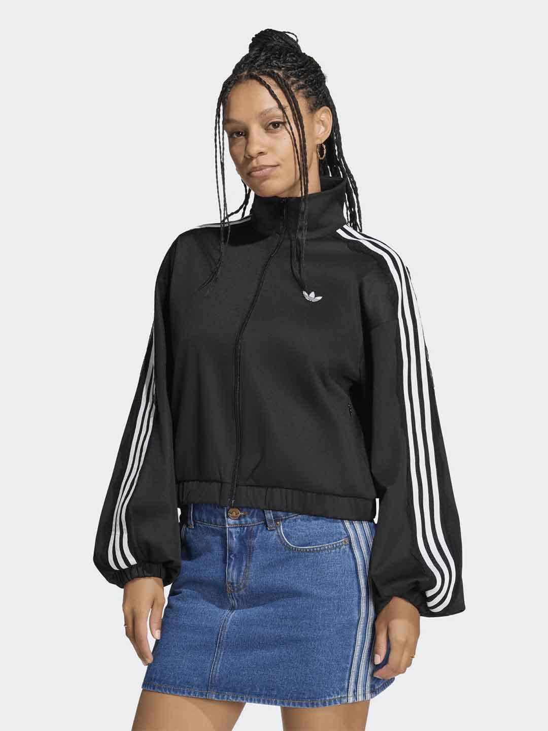 Adidas felpa nero oversize con bande bianche e merletto LG4279 NERO ADIDAS 