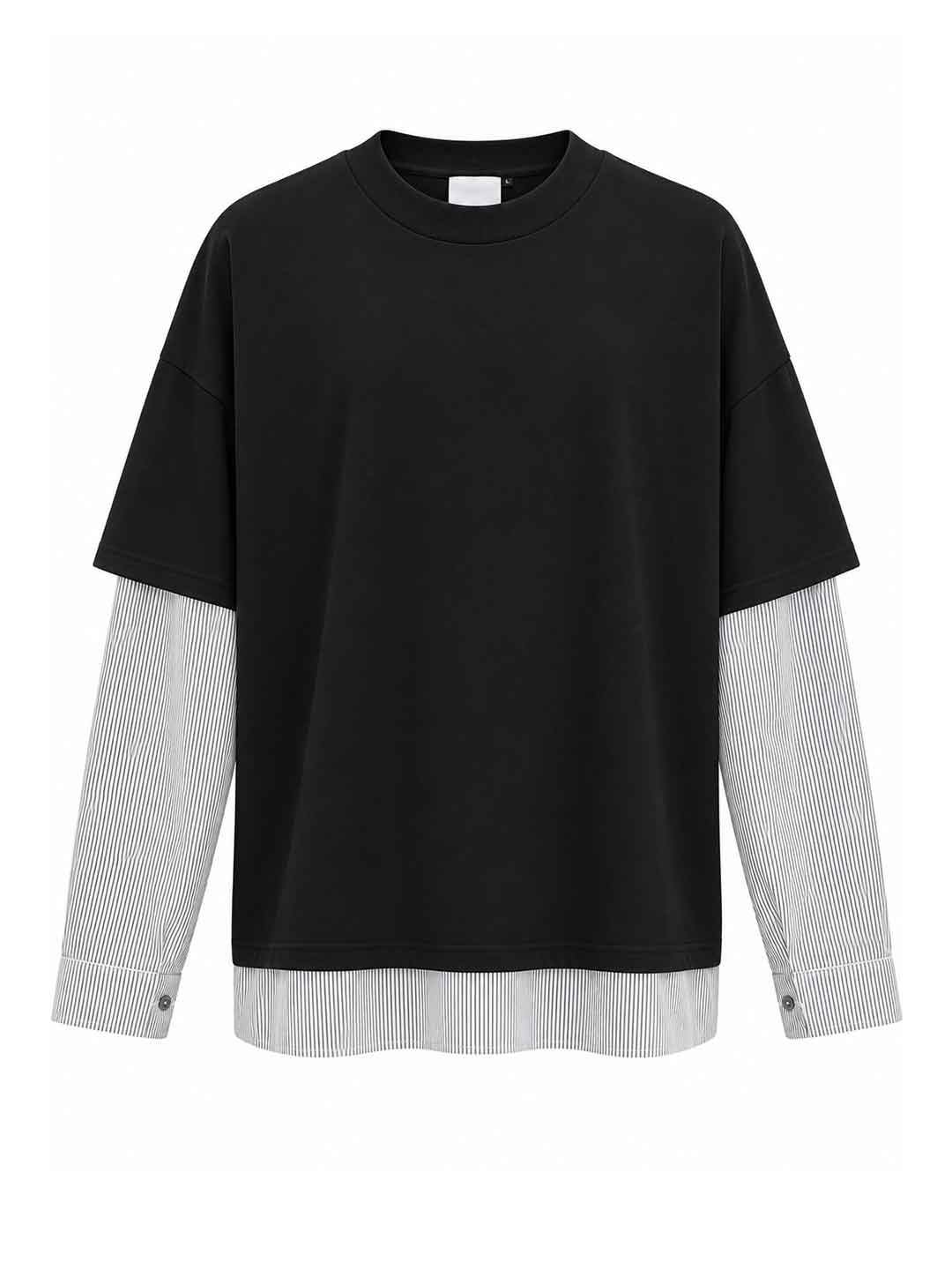 All Five t-shirt nero con maniche a camicia 00975 NERO ALL FIVE 