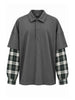 All Five Santiago polo grigio con maniche verdi