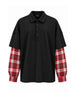 All Five Santiago polo nero con maniche rosse