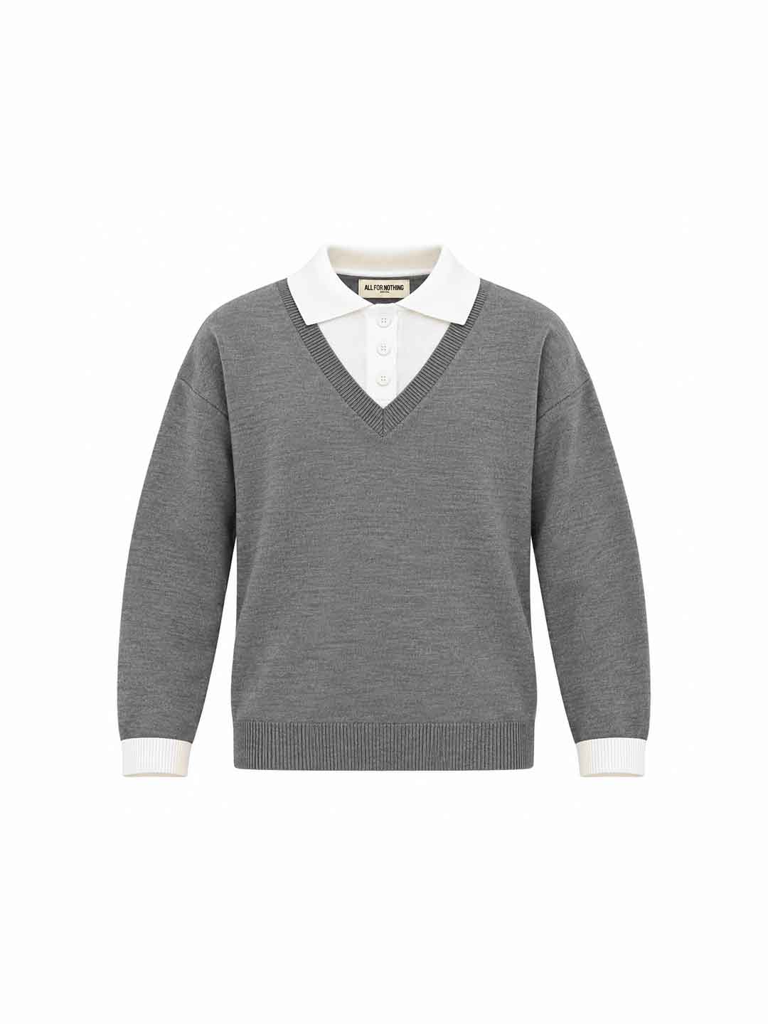 All Or Nothing maglione grigio con collo camicia POLO CAMICIA GRIGIO ALL OR NOTHING 