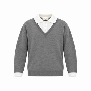 All Or Nothing maglione grigio con collo camicia POLO CAMICIA GRIGIO ALL OR NOTHING 
