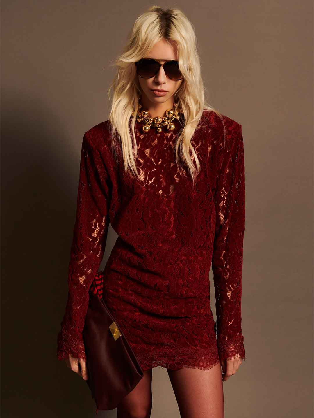 Aniye By Tube Nola abito bordeaux corto in pizzo 181163 BORDEAUX ANIYE BY 
