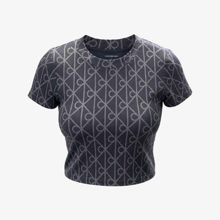Calvin Klein t-shirt nero crop logata LV00476830G NERO CALVIN KLEIN 