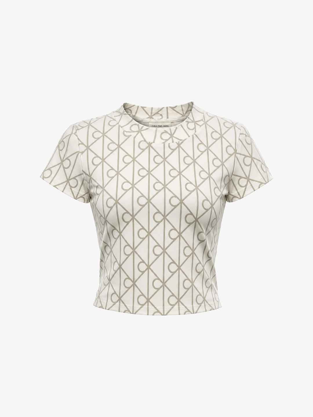 Calvin Klein t-shirt panna crop logata LV00476830G PANNA CALVIN KLEIN 