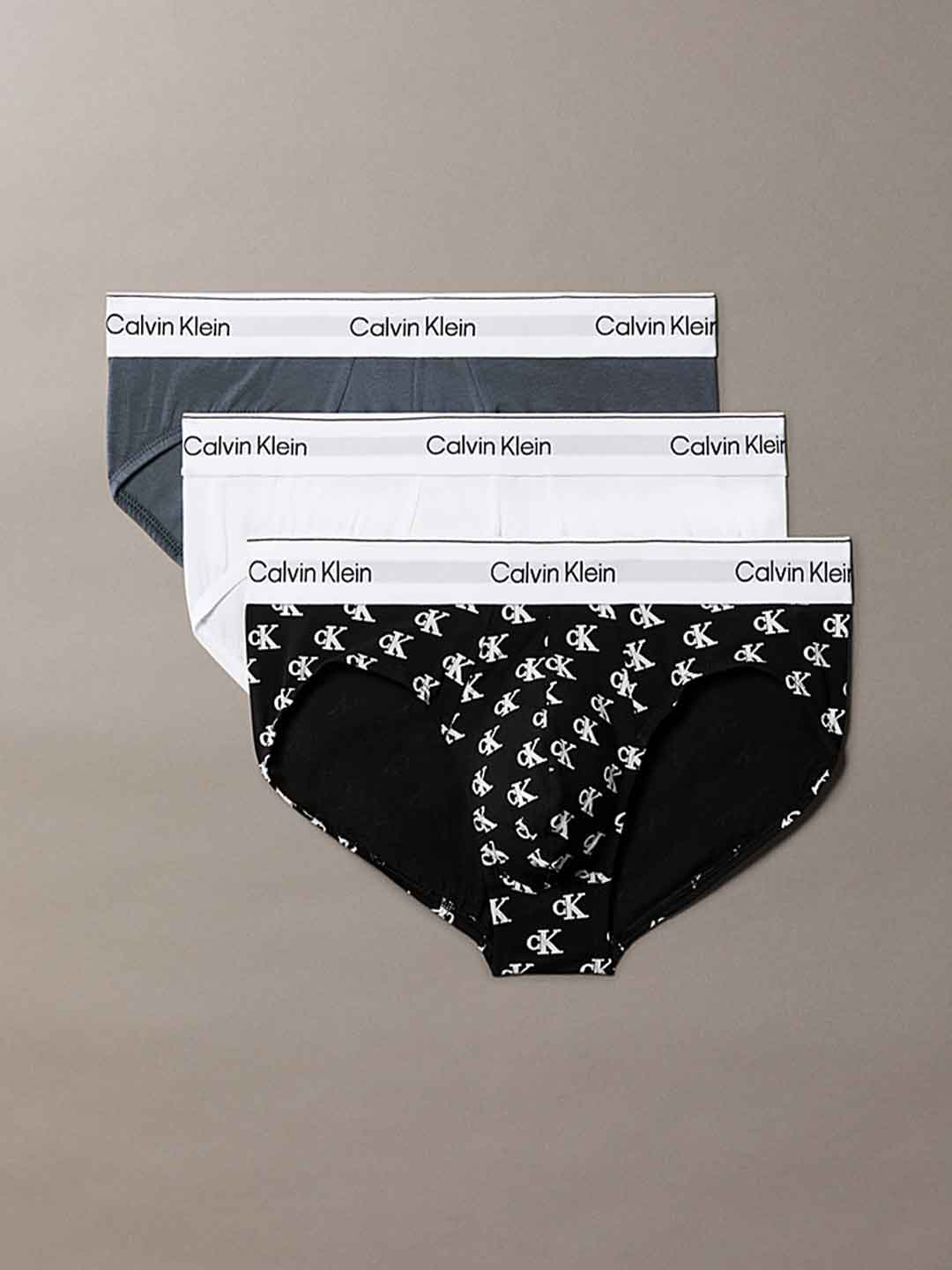 Calvin Klein slip grigio a fantasia set da 3 LV00NB4388 5U4 GRIGIO CALVIN KLEIN 