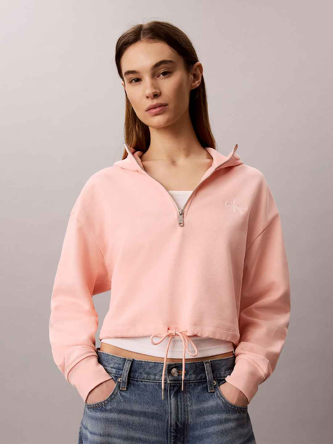Calvin Klein felpa rosa crop con cappuccio LV047G203G ROSA CALVIN KLEIN 