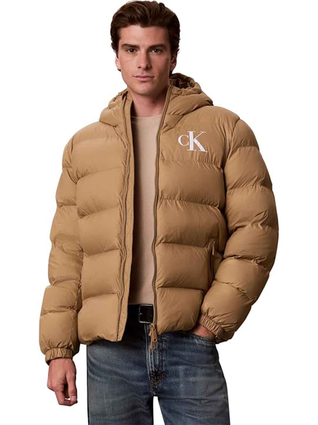 Calvin Klein giubbino beige con logo bianco LV04RG513G BEIGE CALVIN KLEIN 