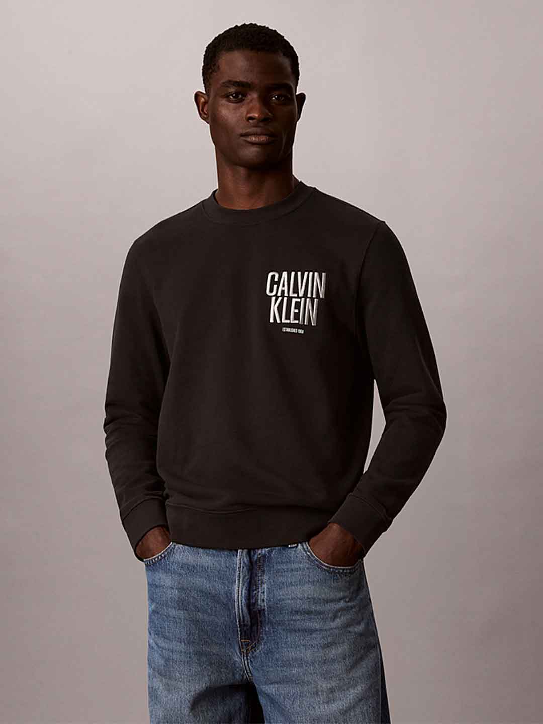 Calvin Klein felpa nero con stampa bianca LV04RH249G NERO CALVIN KLEIN 