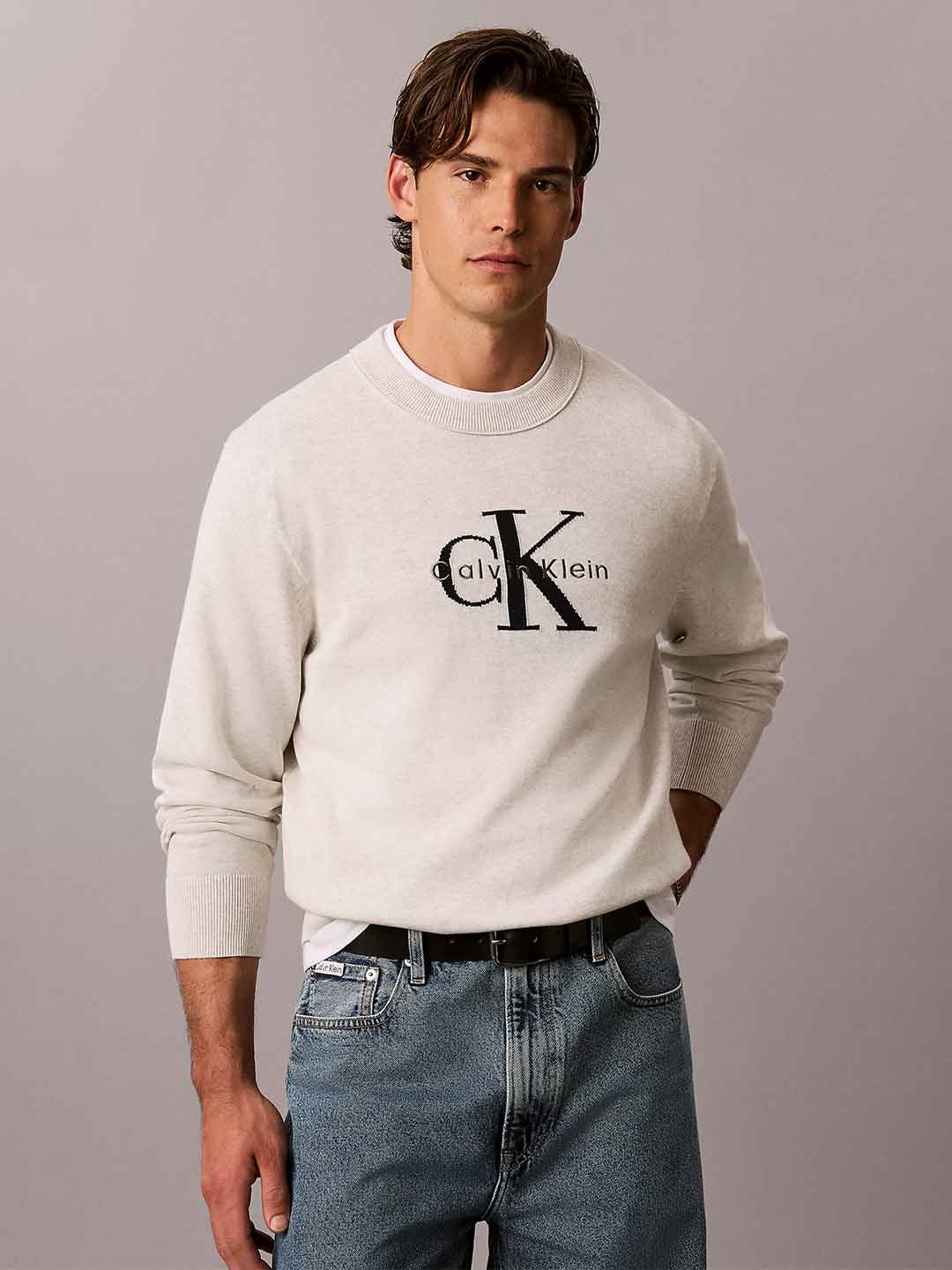 Calvin Klein maglione bianco girocollo LV04RH320G GRIGIO CALVIN KLEIN 
