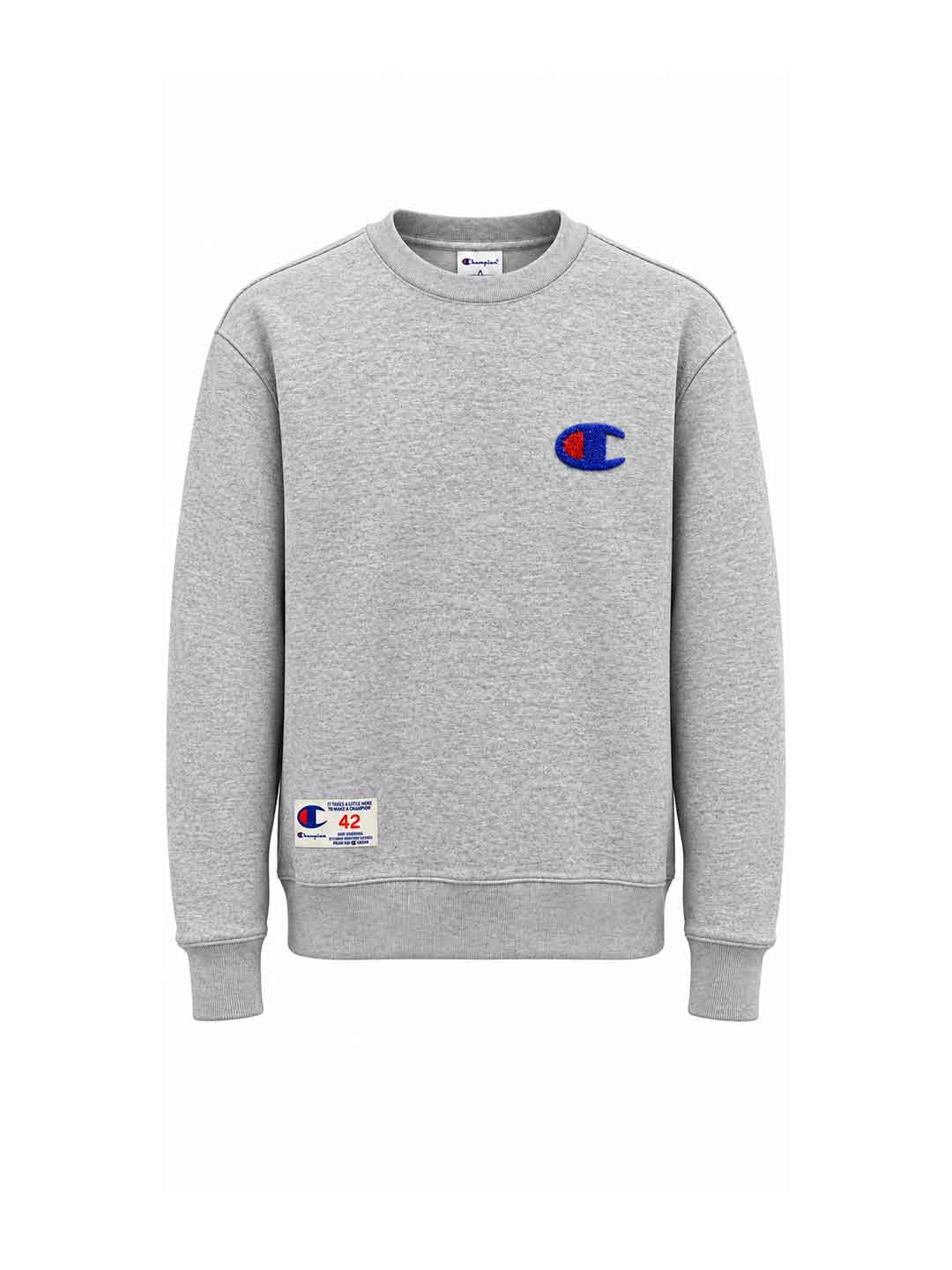 Champion felpa grigio con logo blu teddy 113495 GRIGIO CHAMPION 