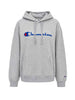 Champion felpa grigio con logo blu con cappuccio
