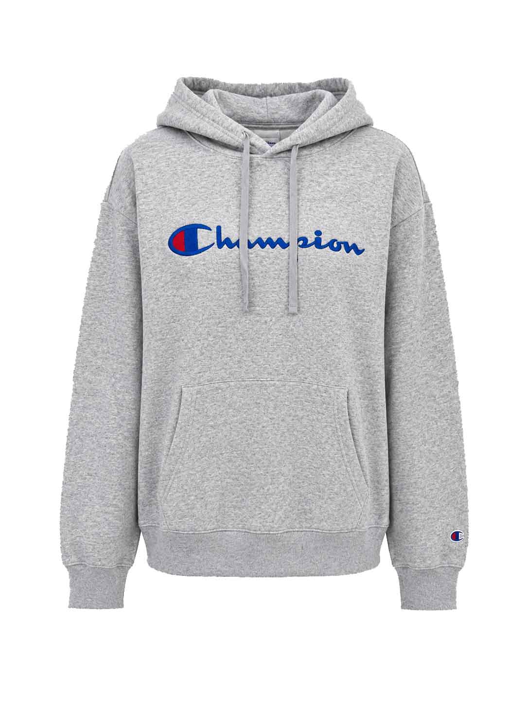 Champion felpa grigio con logo blu con cappuccio 223072 GRIGIO CHAMPION 