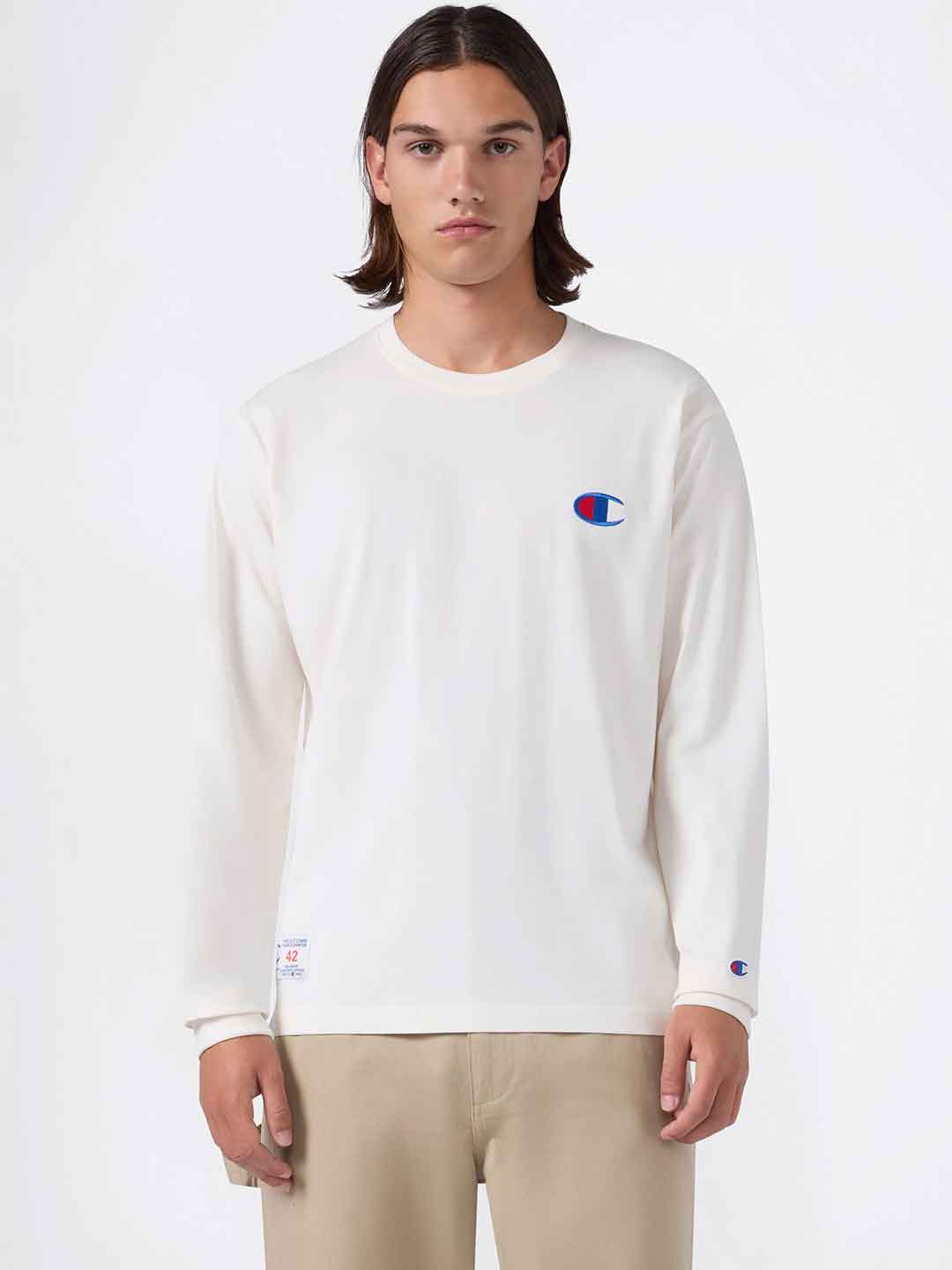 Champion t-shirt panna con logo 223504 PANNA CHAMPION 