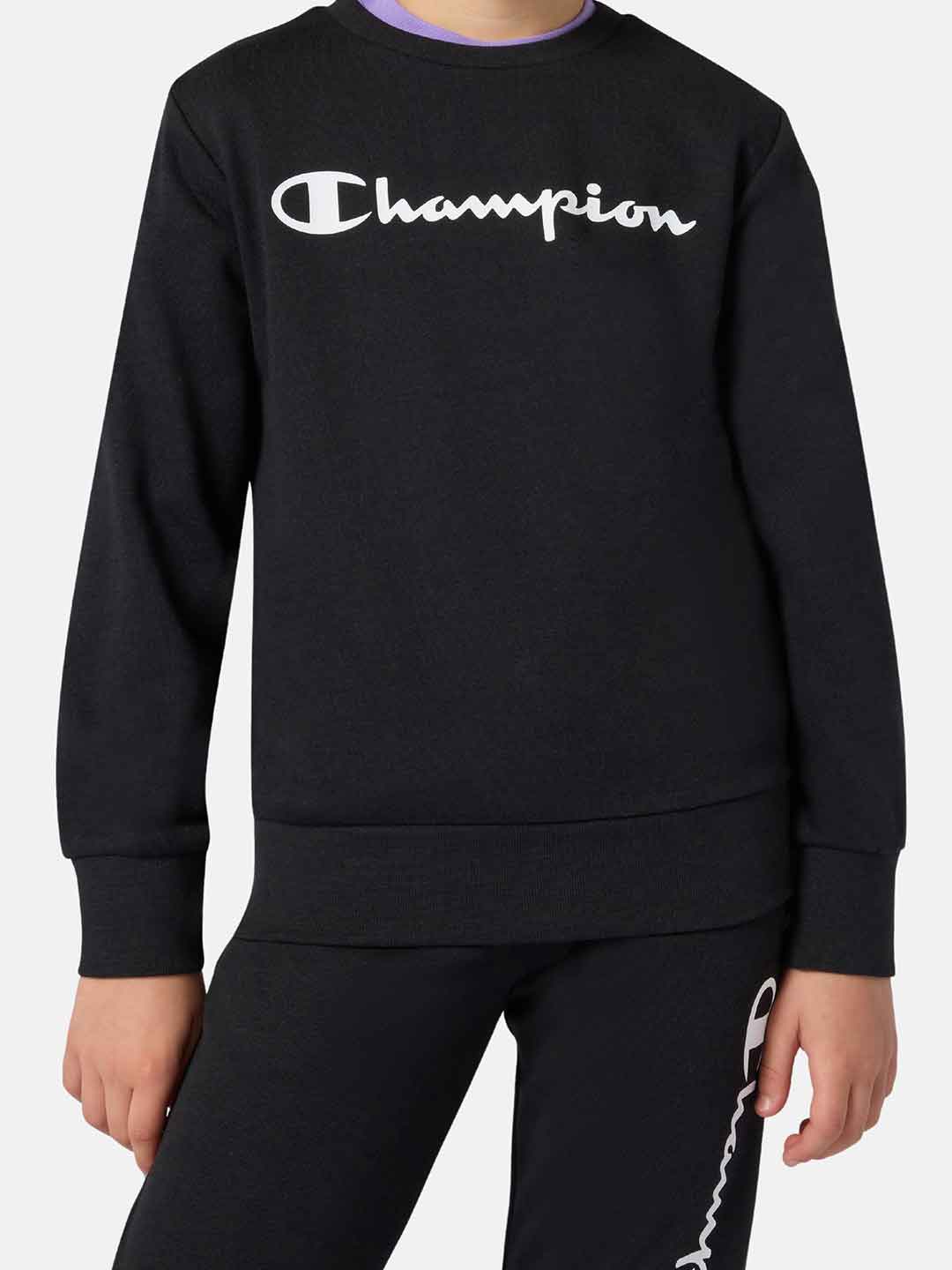 Champion felpa kids nero con logo bianco 3-16 anni 307353 NERO CHAMPION 
