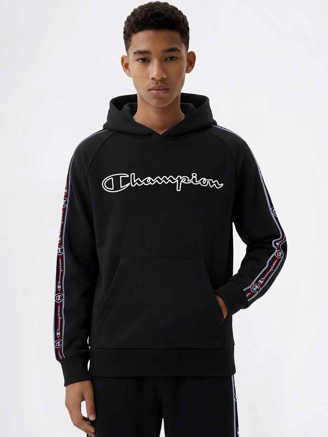 Champion felpa kids nero logata con cappuccio 3-16 anni 307673 NERO CHAMPION 