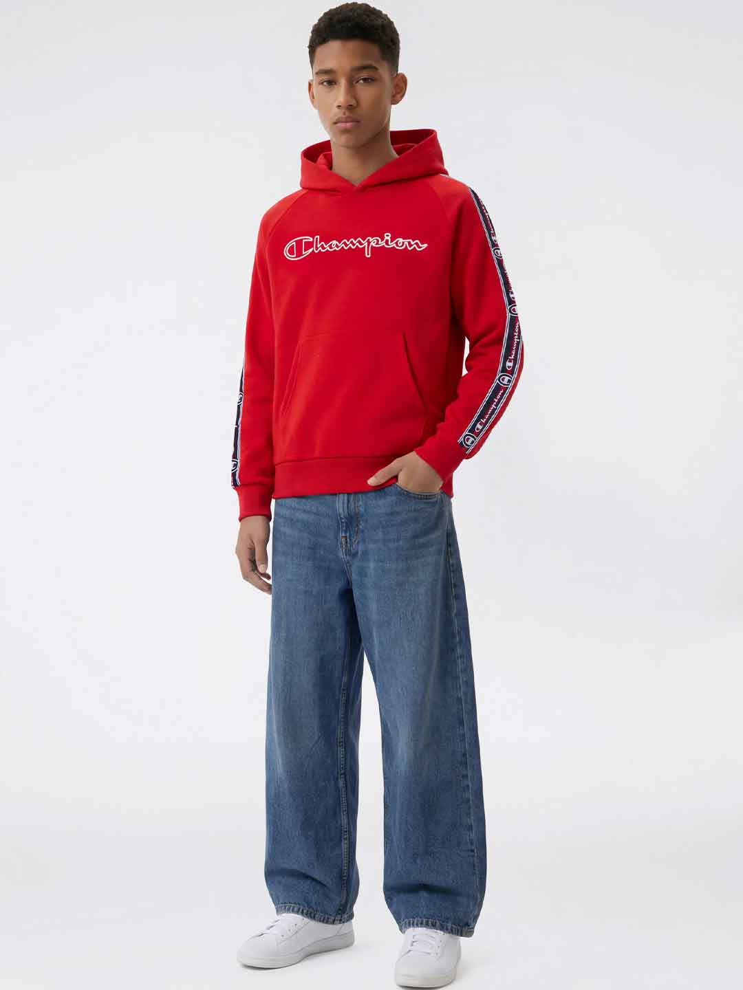 Champion felpa kids rosso cappuccio e logo 3-16 anni 307673 ROSSO CHAMPION 