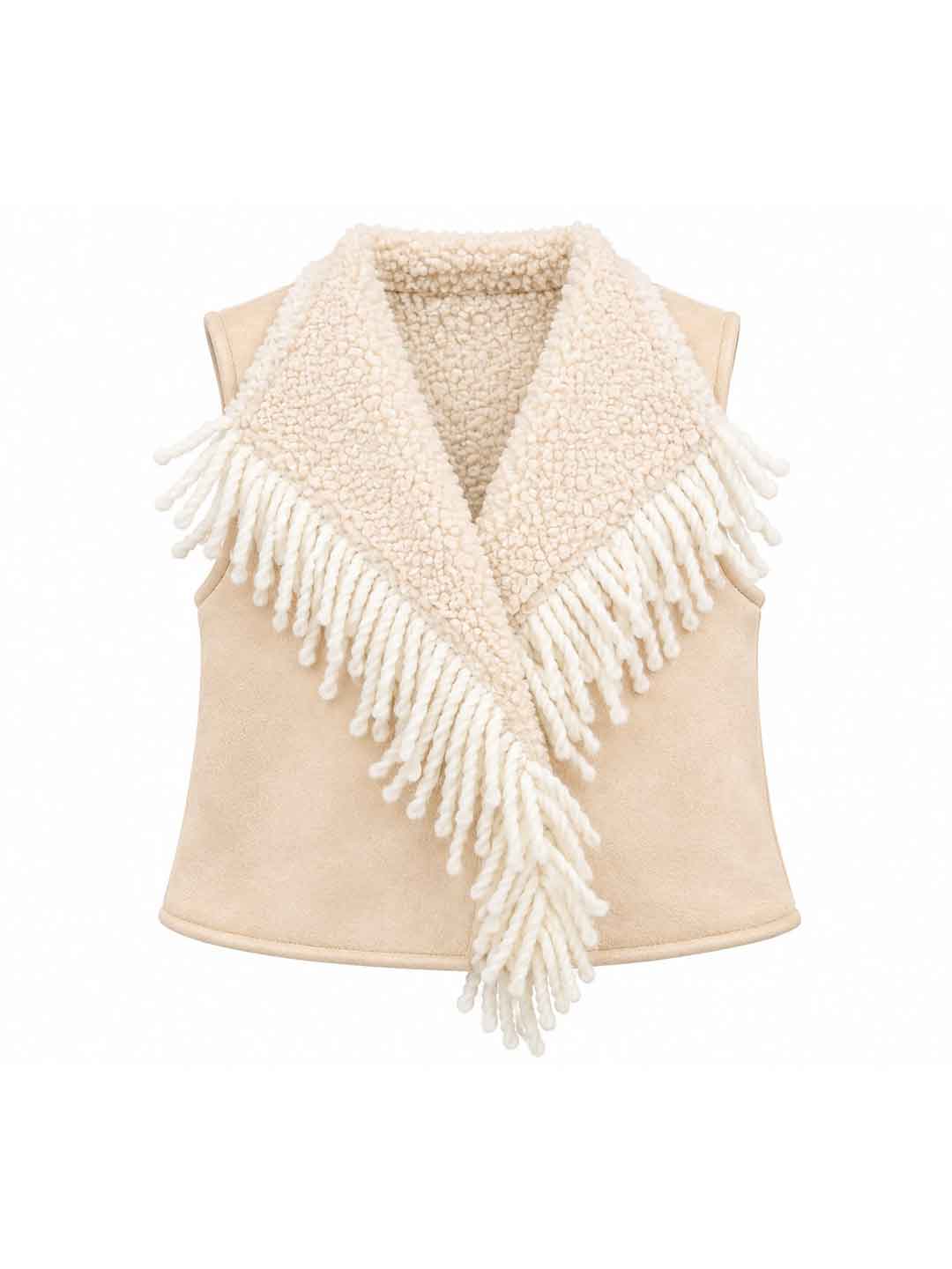 Cocò et Mamà Montblanc gilet kids panna con frange 2-13 anni MONTBLANC PANNA COCO' ET MAMA' 