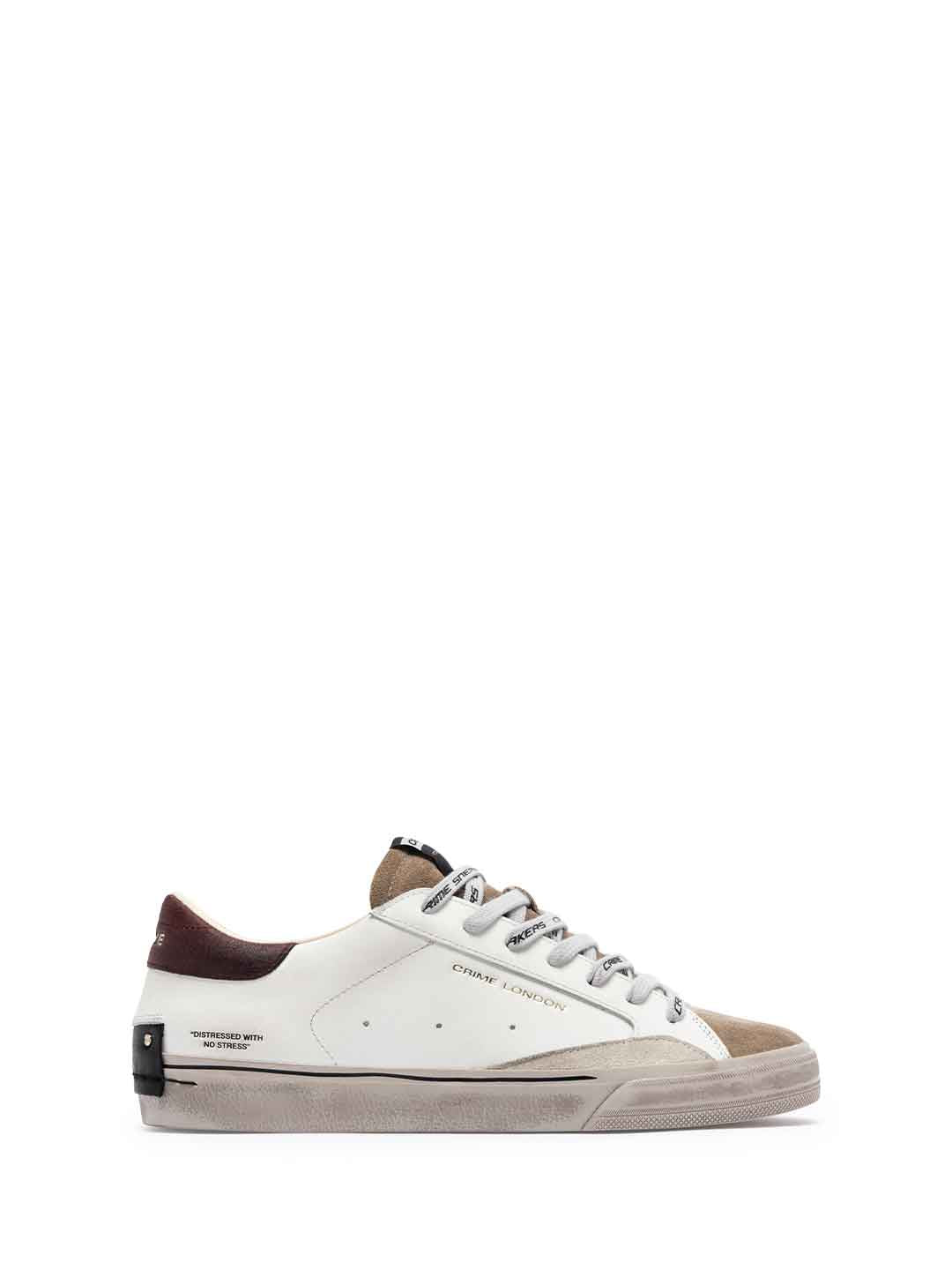 Crime Distressed 2.0 sneakers bianco con tab bordeaux 10051 BIANCO CRIME 