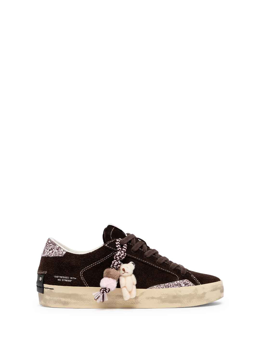 Crime Distressed sneakers marrone con tab in glitter 23006 MARRONE CRIME 