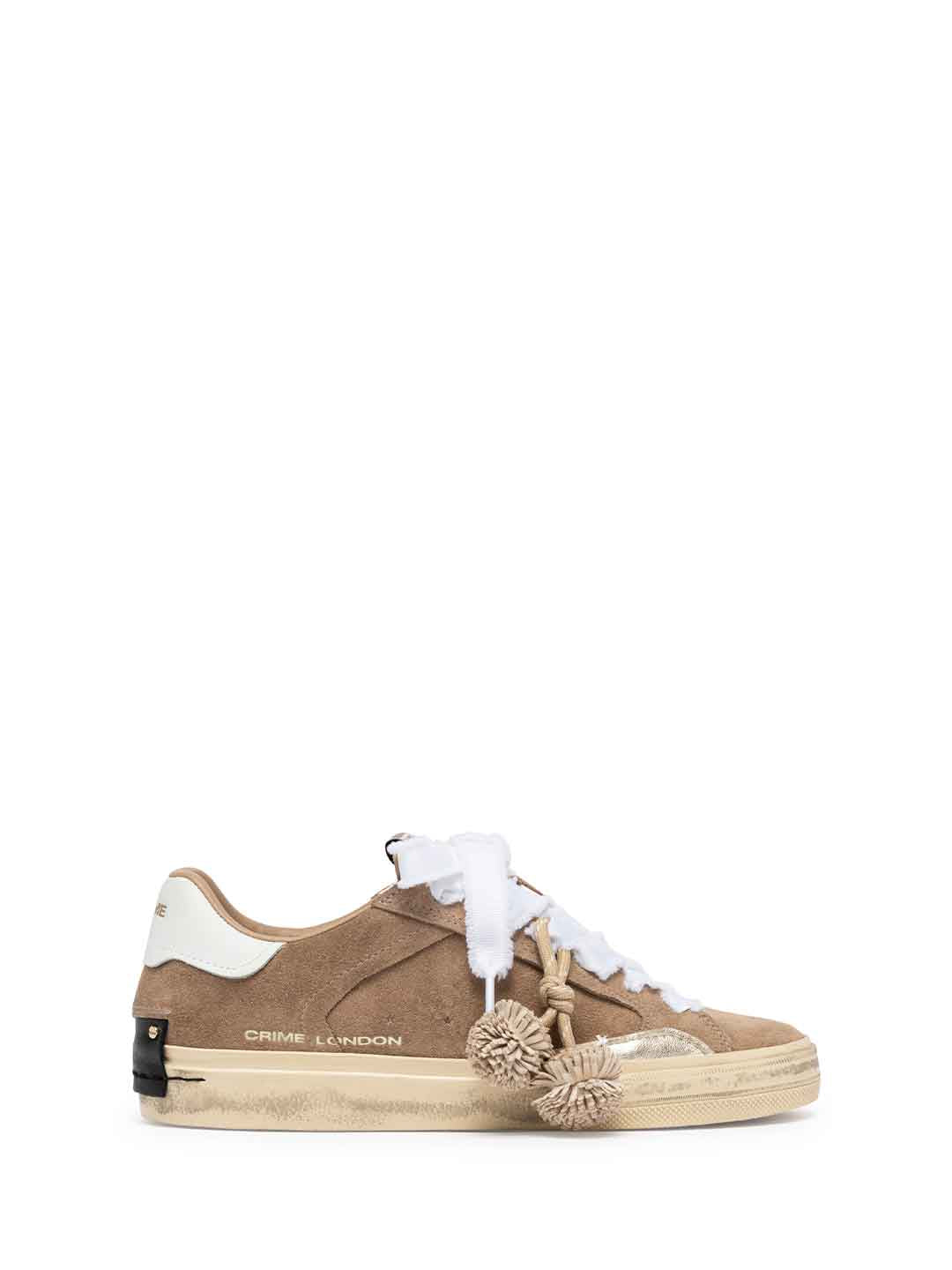 Crime Deconstructed sneakers beige con lacci bianchi grandi 23078 BEIGE CRIME 