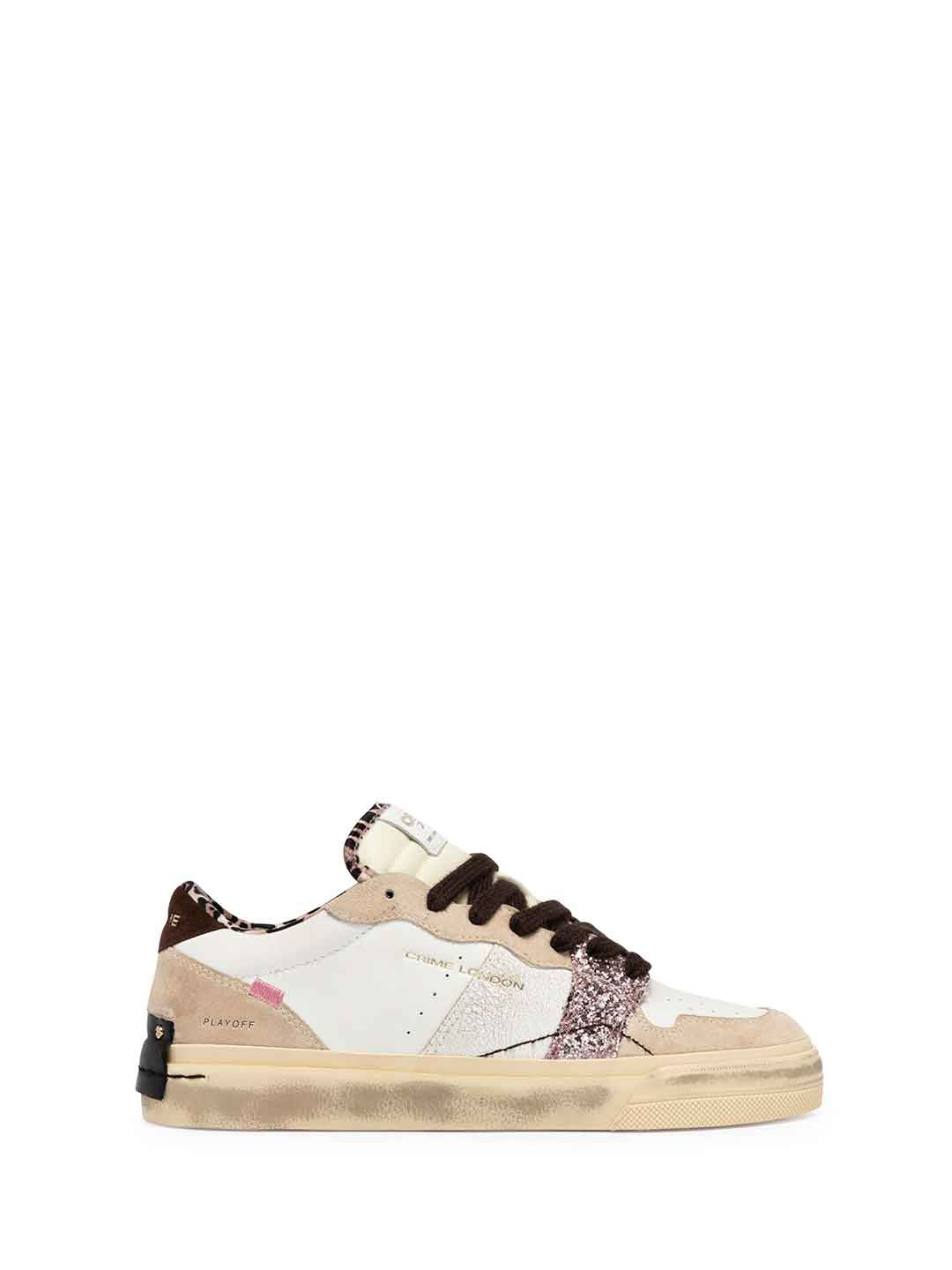 Crime Palyoff sneakers bianco con tab marrone 23503 BIANCO CRIME 