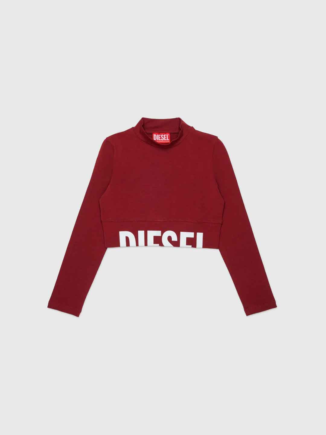 Diesel t-shirt bordeaux con logo tagliato crop J02935 KYA0L BORDEAUX DIESEL 