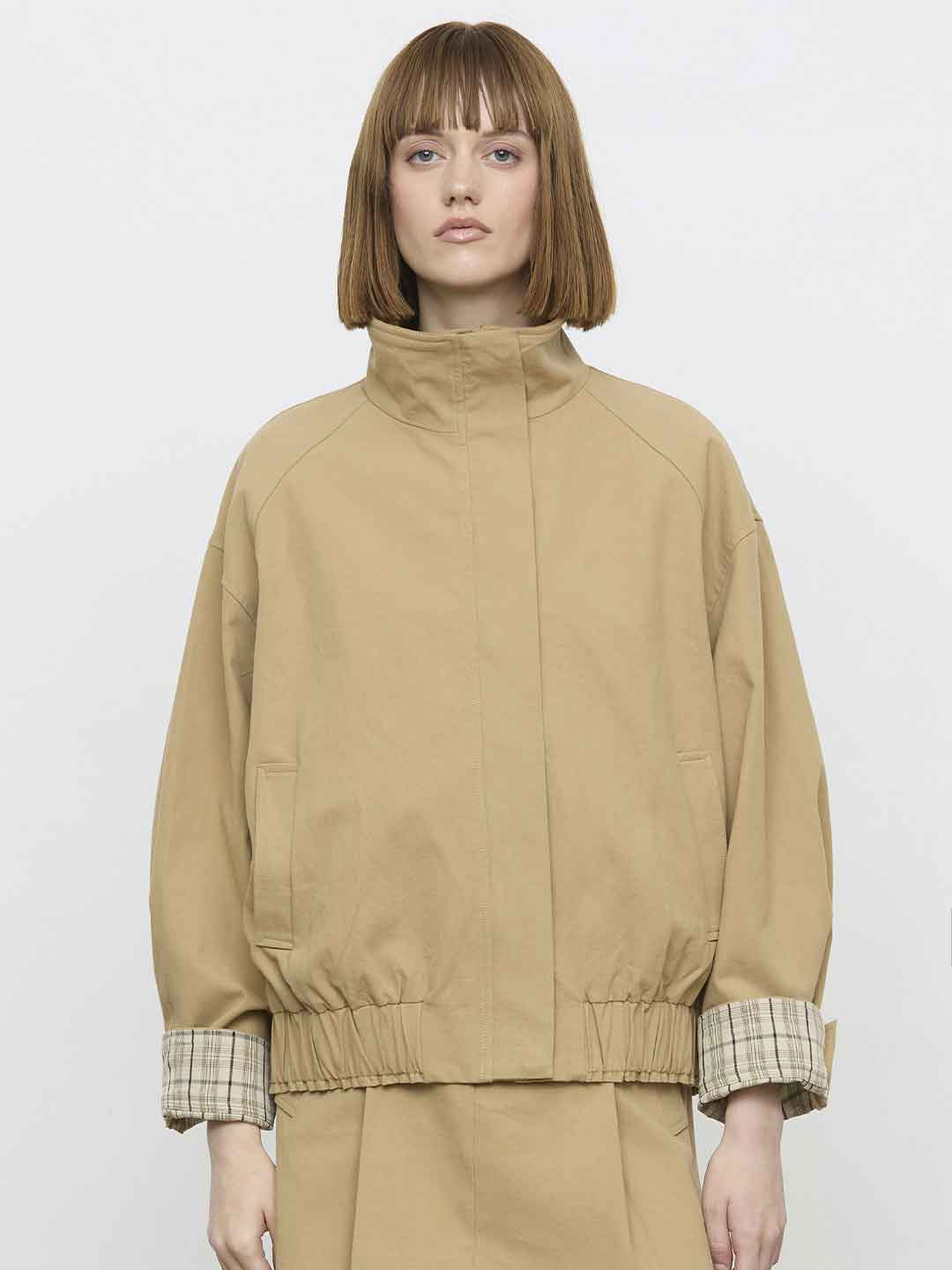 Eleh giubbino beige con polsini a fantasia EFW260001 BEIGE ELEH 